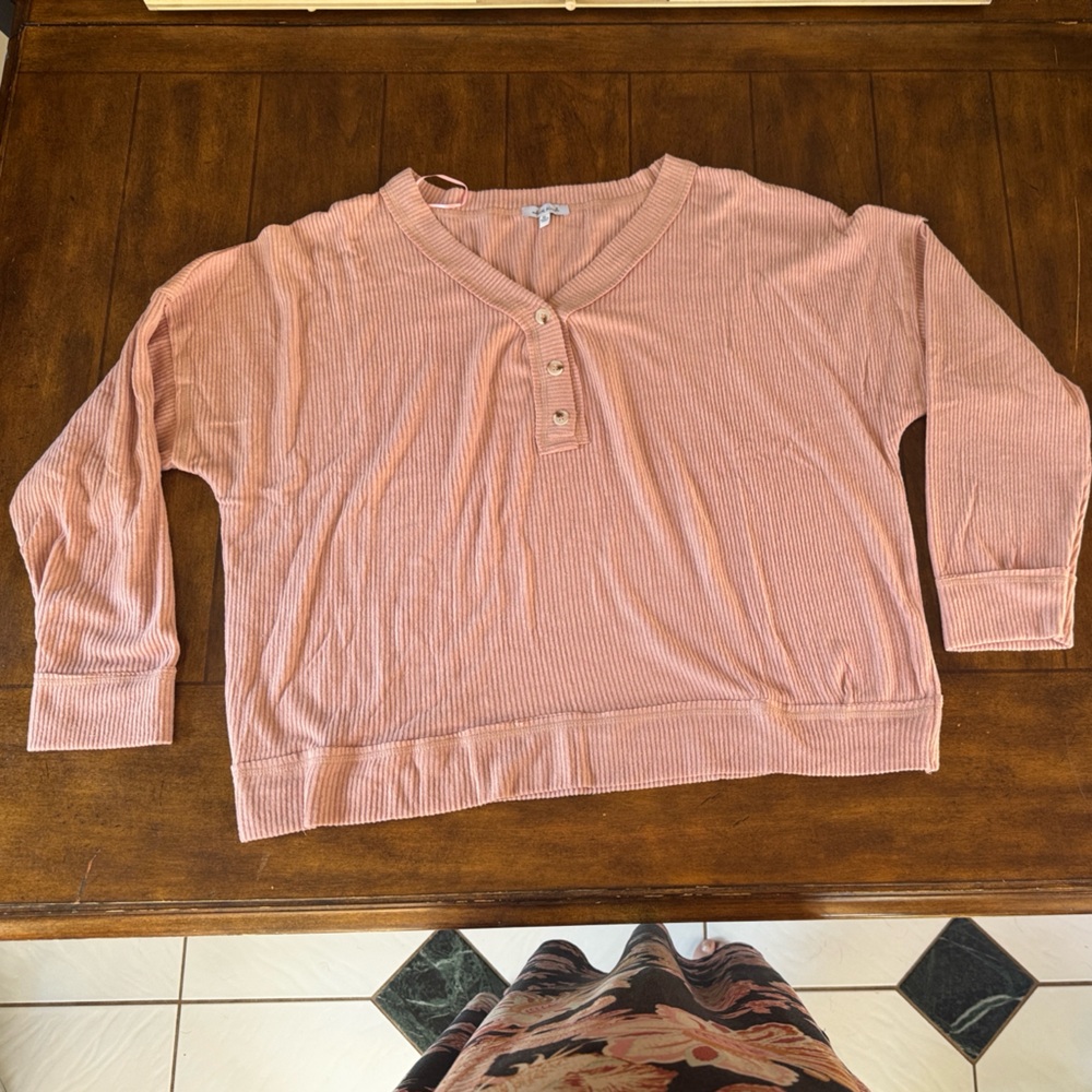 White Birch Blush Ribbed Knit Top